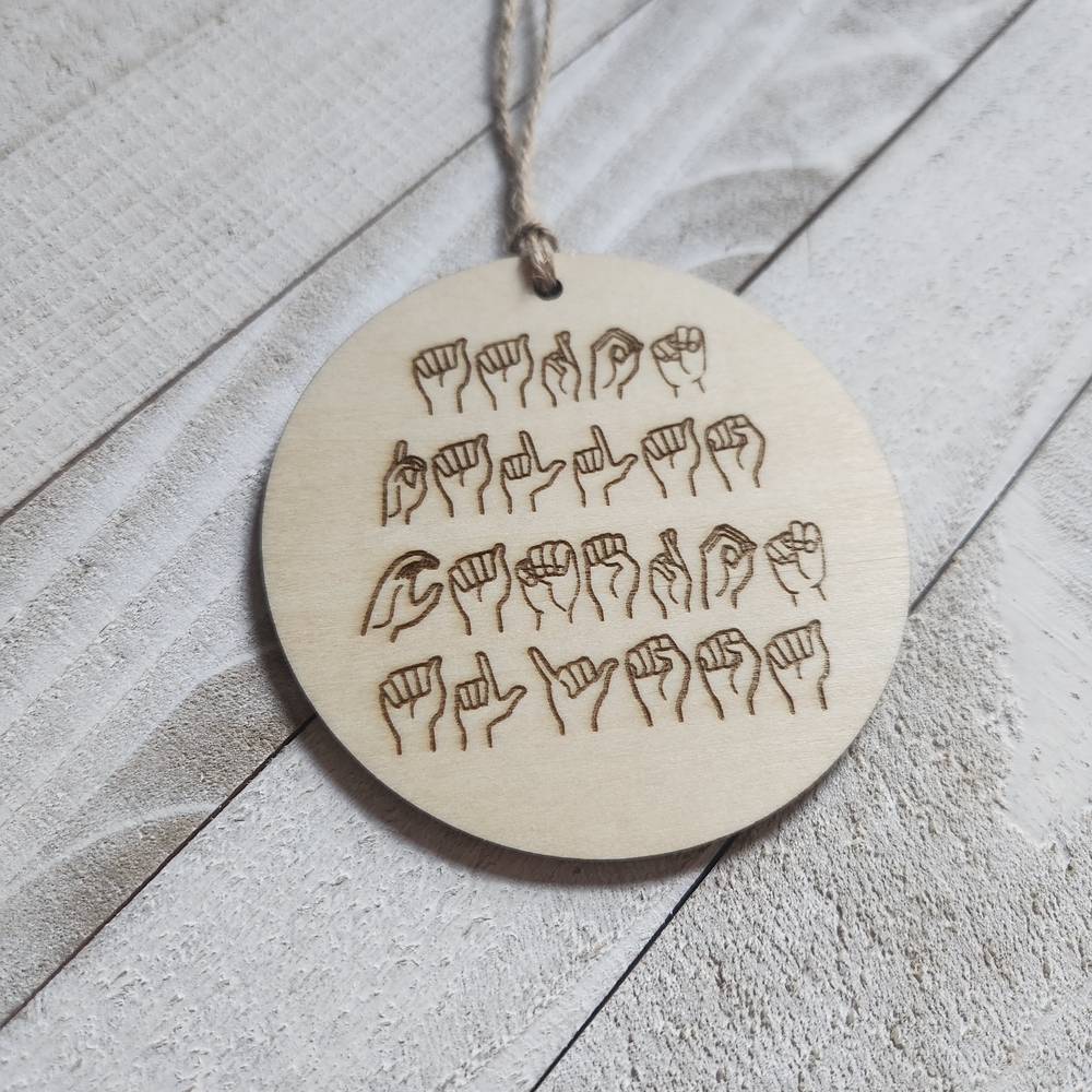 Wooden ASL Sign Language Ornament